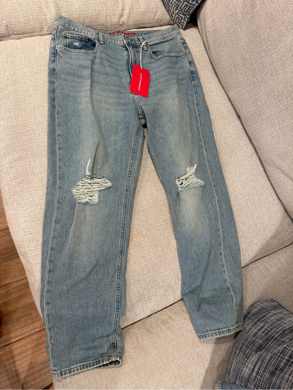 Lucky Brand Light Blue Distressed Straight Leg Jeans